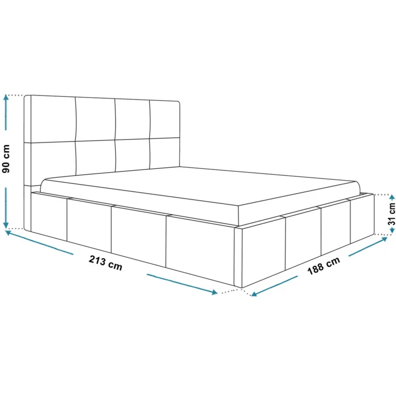 Duże łóżko tapicerowane 180x200 szare z pojemnikiem COMFY Duże łóżko tapicerowane 180x200 szare z pojemnikiem COMFY
