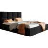 Dwuosobowe łóżko tapicerowane 120x200 cm z pojemnikiem COMFY czarne Dwuosobowe łóżko tapicerowane 120x200 cm z pojemnikiem COMFY czarne