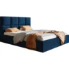 Dwuosobowe łóżko tapicerowane z pojemnikiem 120x200 COMFY granatowe Dwuosobowe łóżko tapicerowane z pojemnikiem 120x200 COMFY granatowe
