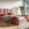 Nowoczesne łóżko różowe 200x200 welur z pojemnikiem do sypialni COMFY Nowoczesne łóżko różowe 200x200 welur z pojemnikiem do sypialni COMFY