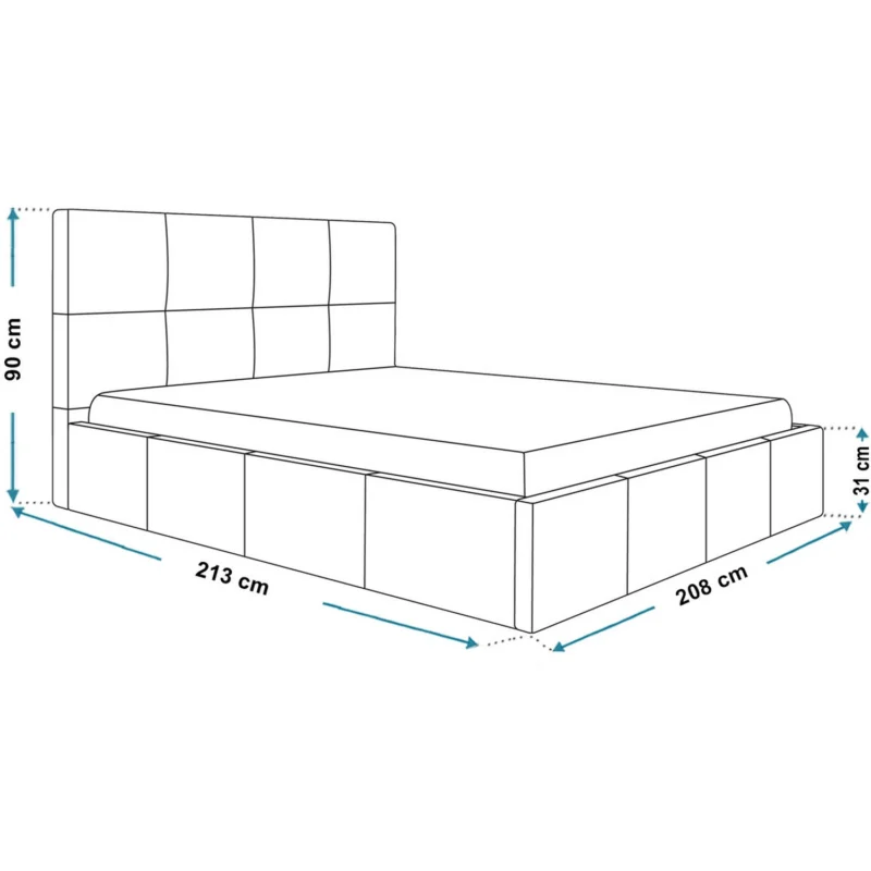 Łóżko podwójne szary welur 200x200 z pojemnikiem COMFY Łóżko podwójne szary welur 200x200 z pojemnikiem COMFY