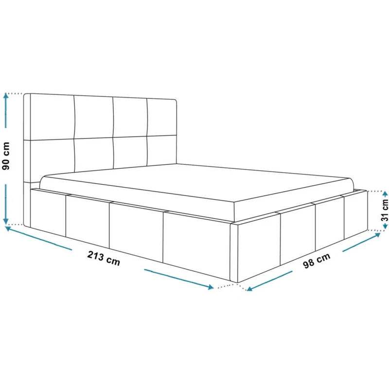 Łóżko tapicerowane 90x200 z pojemnikiem COMFY czarny welur Łóżko tapicerowane 90x200 z pojemnikiem COMFY czarny welur