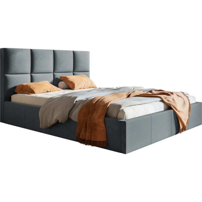 Łóżko welurowe 180x200 ze stelażem i pojemnikiem COMFY Łóżko welurowe 180x200 ze stelażem i pojemnikiem COMFY