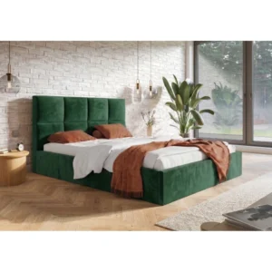 Welurowe łóżko tapicerowane 90x200 z pojemnikiem COMFY butelkowa zieleń Welurowe łóżko tapicerowane 90x200 z pojemnikiem COMFY butelkowa zieleń