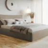 Beżowe łóżko welurowe 140x200 cm z pojemnikiem i stelażem MODERN Beżowe łóżko welurowe 140x200 cm z pojemnikiem i stelażem MODERN