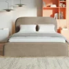 Łóżko welurowe 160x200 cm z pojemnikiem do sypialni CANDY beż Łóżko welurowe 160x200 cm z pojemnikiem do sypialni CANDY beż