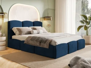 Duże łóżko tapicerowane do sypialni 180x200 cm COMFORT granatowe Duże łóżko tapicerowane do sypialni 180x200 cm COMFORT granatowe