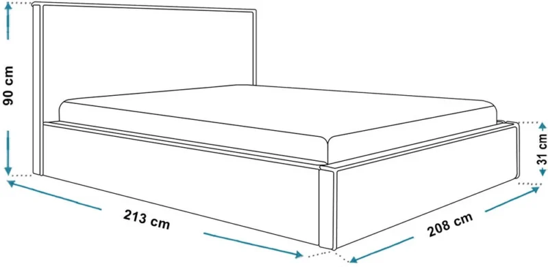 Czarne duże sztruksowe łózko 200x200 cm do sypialni z pojemnikiem SYDNEY Czarne duże sztruksowe łózko 200x200 cm do sypialni z pojemnikiem SYDNEY
