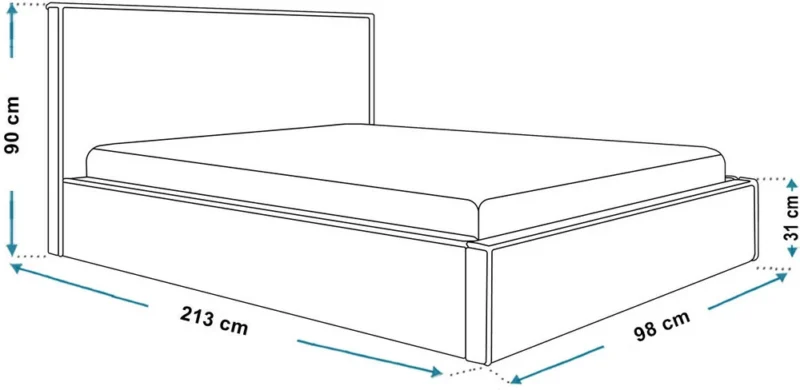 Czarne łózko tapicerowane 90x200 cm z pojemnikiem SYDNEY sztruks Czarne łózko tapicerowane 90x200 cm z pojemnikiem SYDNEY sztruks