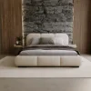Czarne łóżko tapicerowane 160x200 cm z pojemnikiem ROMA boucle
