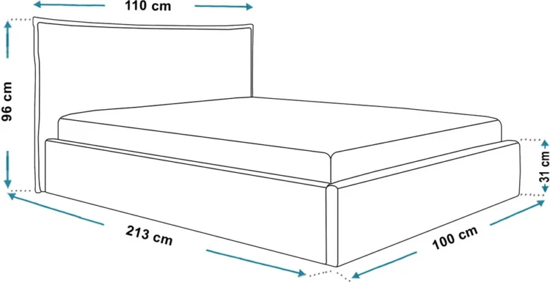 Beżowe łóżko tapicerowane z pojemnikiem 90x200 cm jednoosobowe MODERN welur Beżowe łóżko tapicerowane z pojemnikiem 90x200 cm jednoosobowe MODERN welur