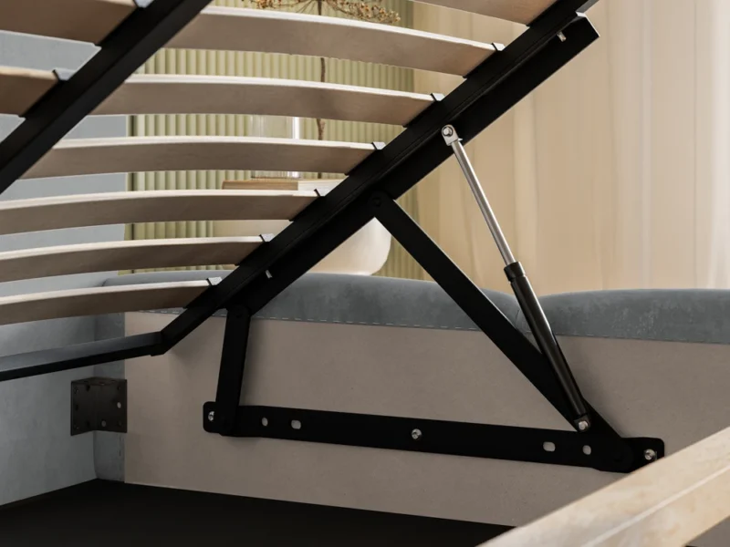 Slim_13_Stelaz_Metalowy_Mechanizm Szare łóżko małżeńskie 200x200 cm do sypialni welurowe z pojemnikiem Comfort