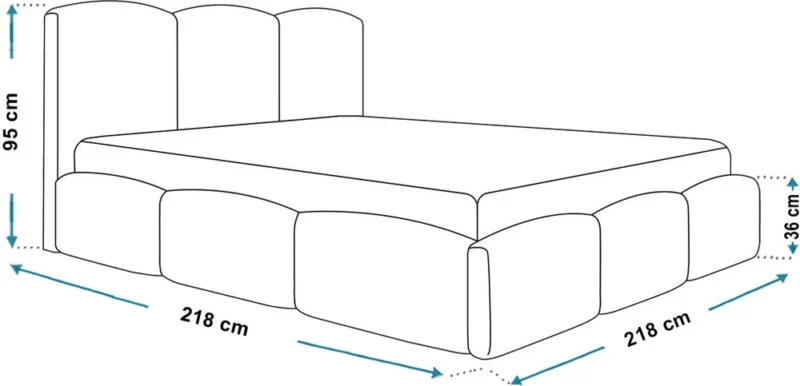 200x200 Szare łóżko małżeńskie 200x200 cm do sypialni welurowe z pojemnikiem Comfort