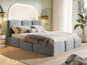 Szare jednoosobowe łóżko tapicerowane z pojemnikiem 90x200 cm COMFORT Szare jednoosobowe łóżko tapicerowane z pojemnikiem 90x200 cm COMFORT