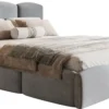 group Szare łóżko małżeńskie 200x200 cm do sypialni welurowe z pojemnikiem Comfort