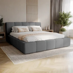 Sypialniane łóżko tapicerowane z pojemnikiem 160x200 cm FANCY tkanina baranek Sypialniane łóżko tapicerowane z pojemnikiem 160x200 cm FANCY tkanina baranek