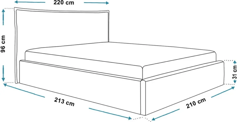 Duże łóżko tapicerowane do sypialni 200x200 cm z pojemnikiem MODERN Duże łóżko tapicerowane do sypialni 200x200 cm z pojemnikiem MODERN