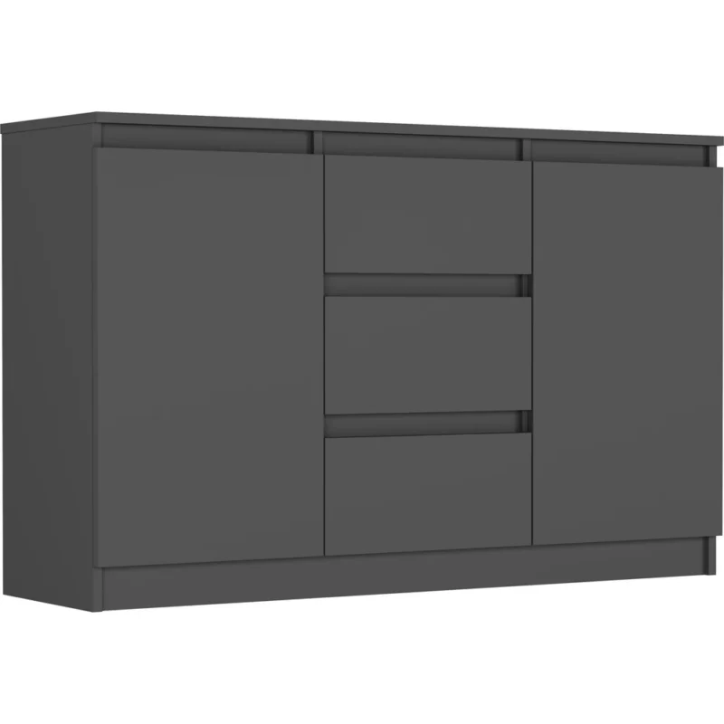Antracytowa komoda 120 cm z szufladami i drzwiami EVO Antracytowa komoda 120 cm z szufladami i drzwiami EVO