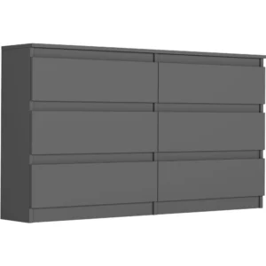 Antracytowa komoda 138 cm z szufladami Evo
