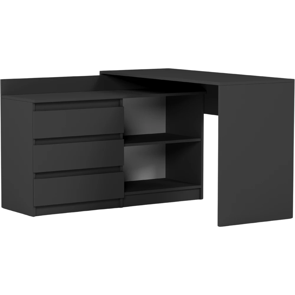 Antracytowe biurko narożne 120 cm z szufladami EVO Antracytowe biurko narożne 120 cm z szufladami EVO