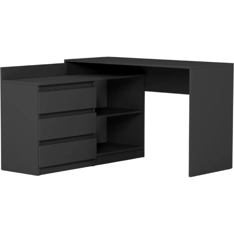 Antracytowe biurko narożne 120 cm z szufladami EVO Antracytowe biurko narożne 120 cm z szufladami EVO