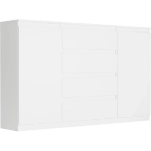 Biała dwudrzwiowa komoda 160 cm z szufladami i półkami Evo