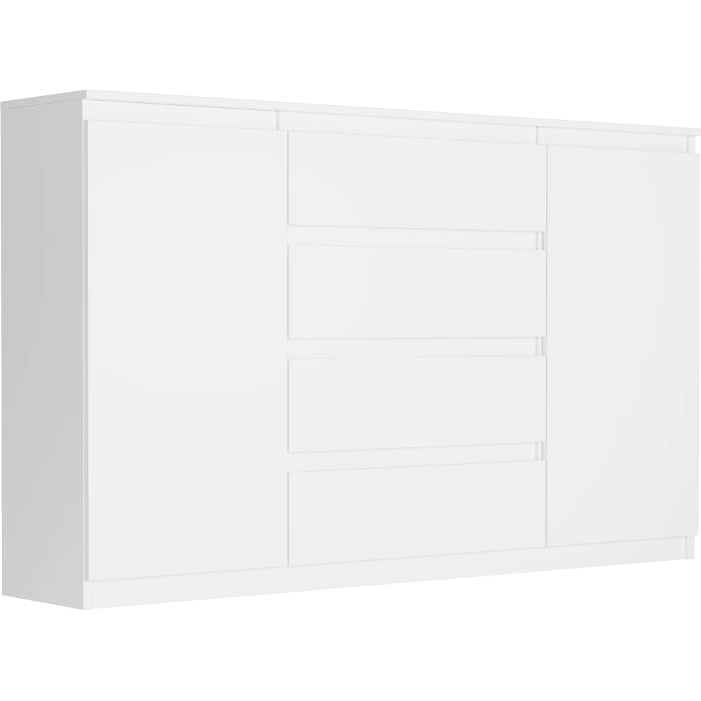 Biała dwudrzwiowa komoda 160 cm z szufladami i półkami EVO Biała dwudrzwiowa komoda 160 cm z szufladami i półkami EVO