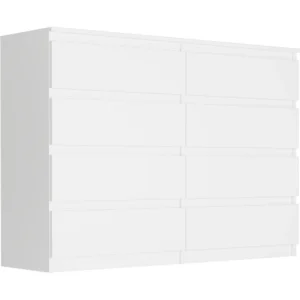 Biała komoda 138 cm z ośmioma szufladami Evo do sypialni