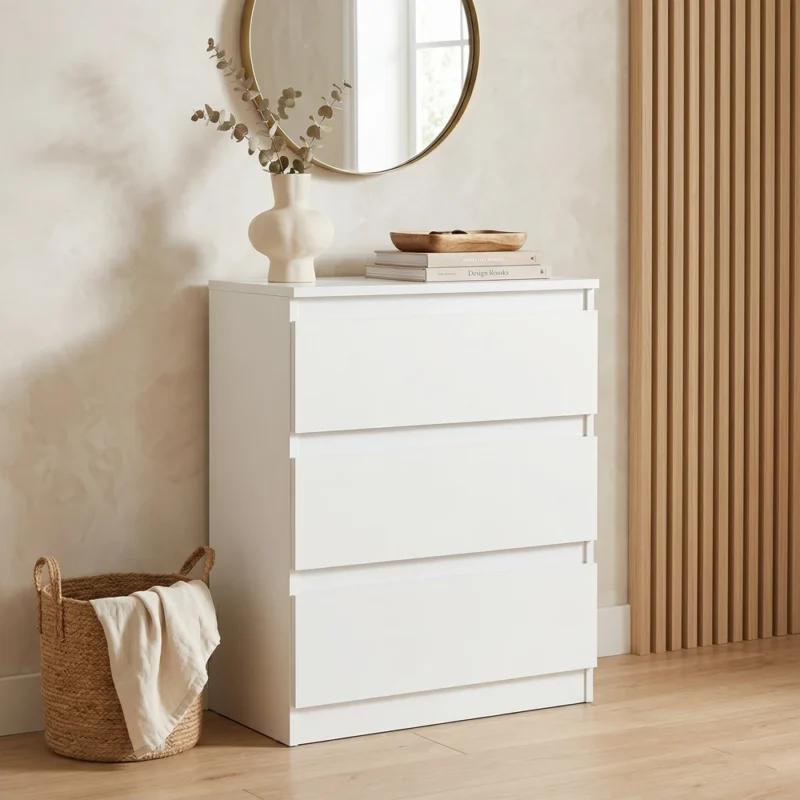 Biała komoda z szufladami 70 cm do salonu EVO Biała komoda z szufladami 70 cm do salonu EVO