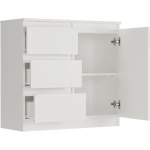 Biała komoda z szufladami 80 cm do salonu EVO Biała komoda z szufladami 80 cm do salonu EVO
