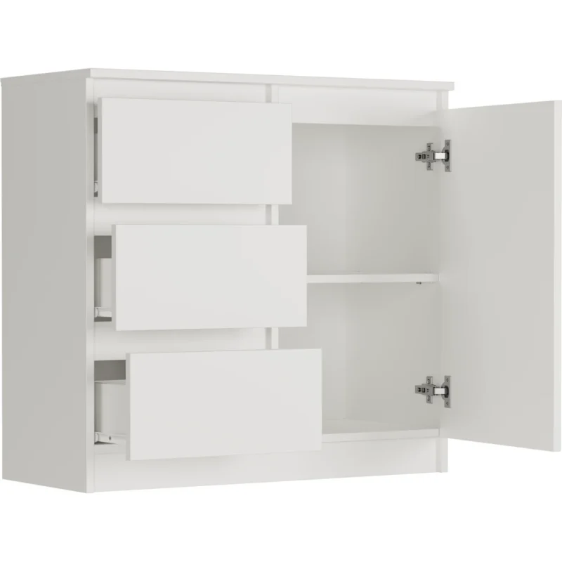 Biała komoda z szufladami 80 cm do salonu EVO Biała komoda z szufladami 80 cm do salonu EVO