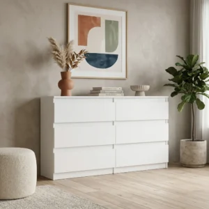 Biała nowoczesna komoda 140 cm z szufladami EVO Biała nowoczesna komoda 140 cm z szufladami EVO
