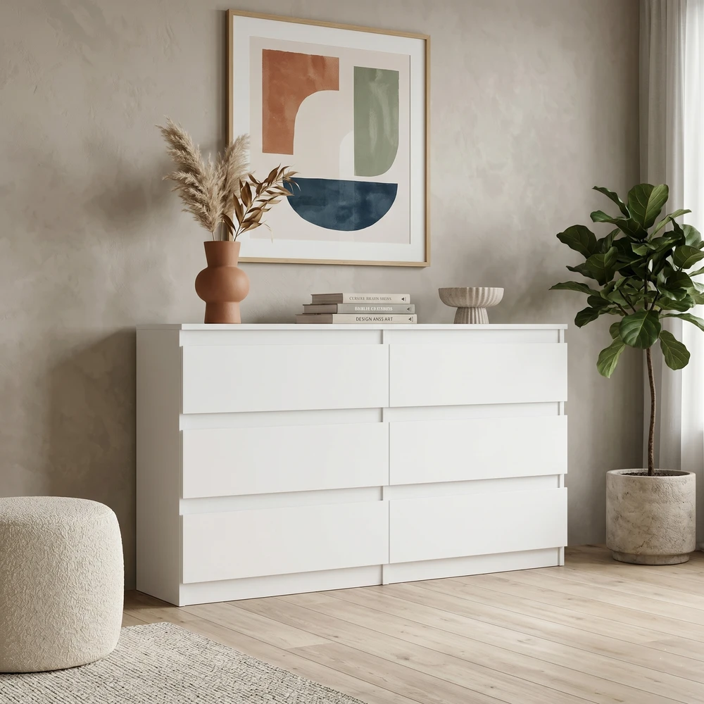 Biała nowoczesna komoda 140 cm z szufladami EVO Biała nowoczesna komoda 140 cm z szufladami EVO