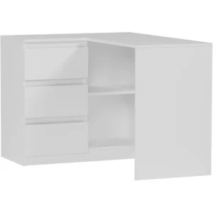 Białe biurko narożne 112 cm z szufladami do biura EVO Białe biurko narożne 112 cm z szufladami do biura EVO