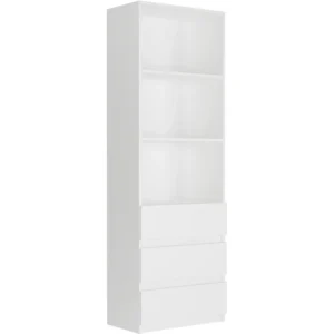 Biały regał na książki 60 cm do salonu z szufladami Evo