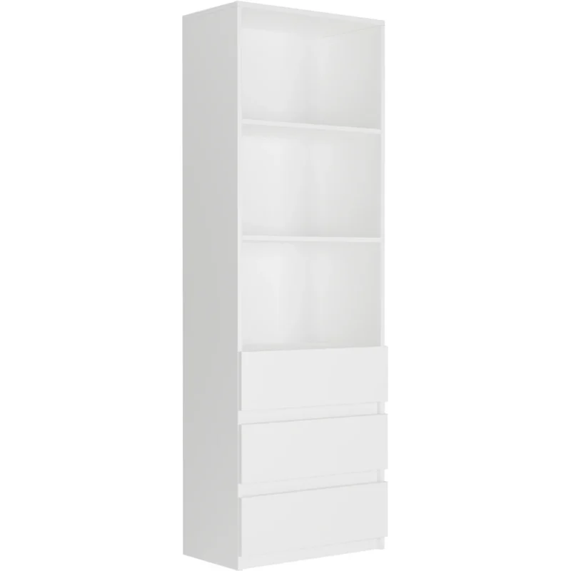 Biały regał na książki 60 cm do salonu z szufladami EVO Biały regał na książki 60 cm do salonu z szufladami EVO