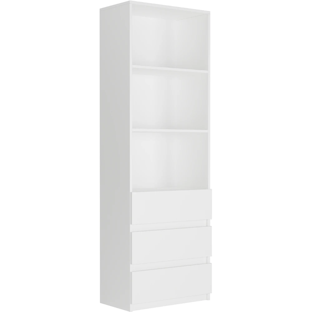 Biały regał na książki 60 cm do salonu z szufladami EVO Biały regał na książki 60 cm do salonu z szufladami EVO