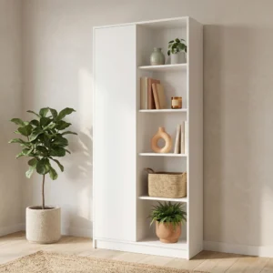 Duży biały regał na książki 80 cm do salonu EVO Duży biały regał na książki 80 cm do salonu EVO