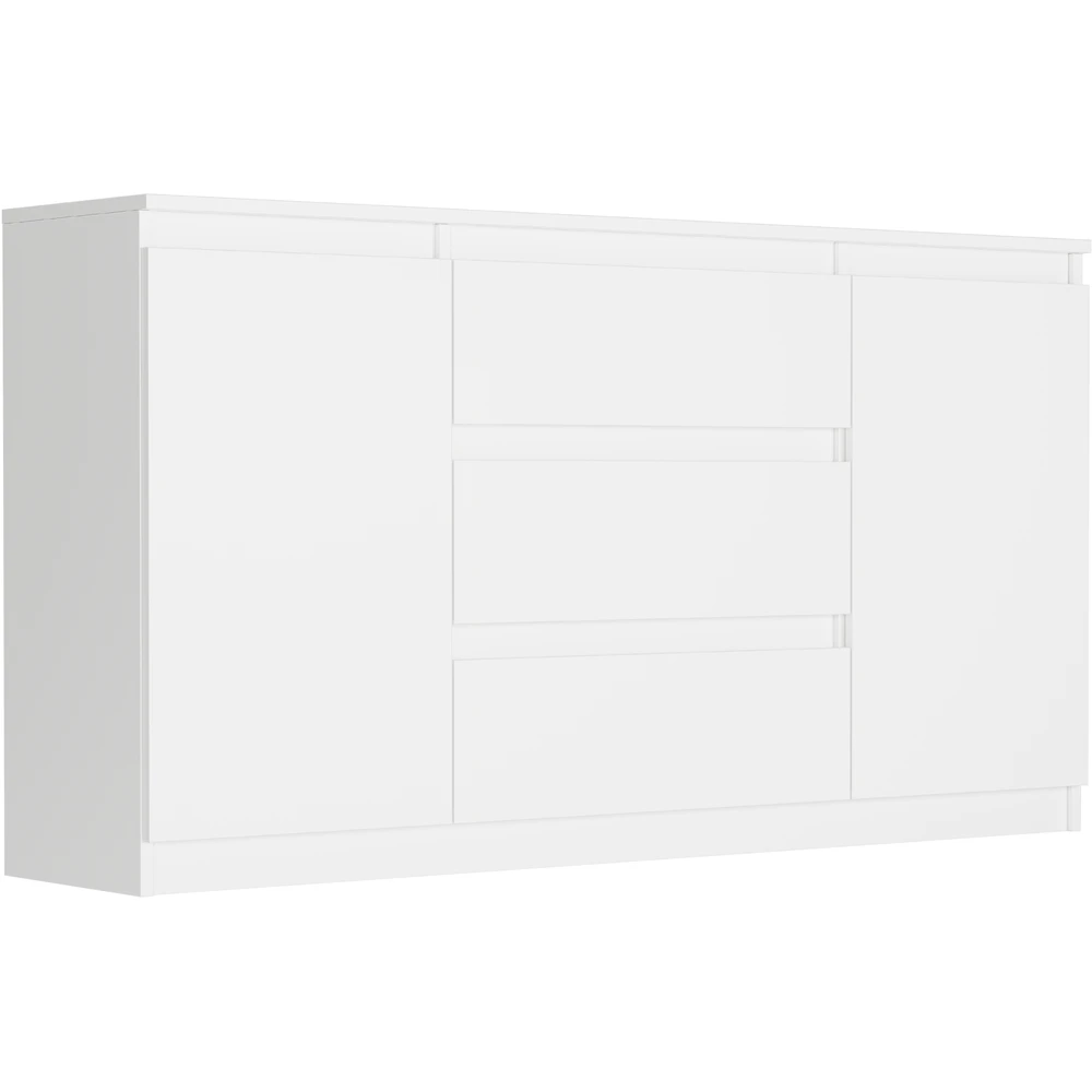 Dwudrzwiowa biała komoda 140 cm z szufladami i półkami EVO Dwudrzwiowa biała komoda 140 cm z szufladami i półkami EVO