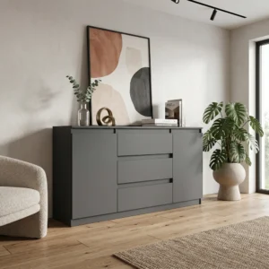 Dwudrzwiowa komoda 140 cm z szufladami i półkami EVO Dwudrzwiowa komoda 140 cm z szufladami i półkami EVO