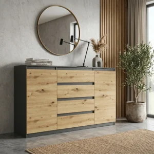 Dwudrzwiowa komoda 160 cm z szufladami i półkami EVO Dwudrzwiowa komoda 160 cm z szufladami i półkami EVO