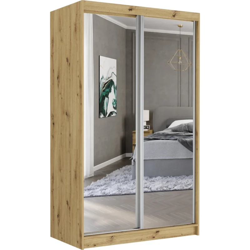 Dwudrzwiowa szafa przesuwna 120 cm z lustrem VISION dąb artisan Dwudrzwiowa szafa przesuwna 120 cm z lustrem VISION dąb artisan