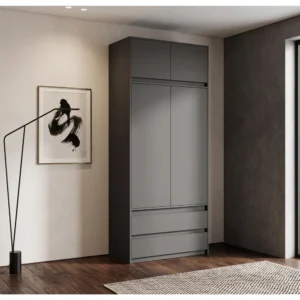 Dwudrzwiowa szafa uchylna 90 cm z szufladami i półkami EVO Dwudrzwiowa szafa uchylna 90 cm z szufladami i półkami EVO