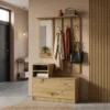 Garderoba do przedpokoju 120 cm z lustrem i wieszakami LESTI dąb artisan Garderoba do przedpokoju 120 cm z lustrem i wieszakami LESTI dąb artisan