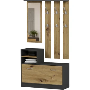 Garderoba z lustrem i wieszakami 120 cm do przedpokoju LESTI Garderoba z lustrem i wieszakami 120 cm do przedpokoju LESTI