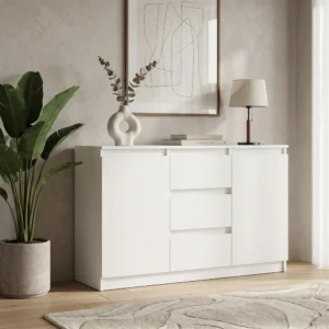 Komoda 120 cm biała z szufladami i drzwiami EVO Komoda 120 cm biała z szufladami i drzwiami EVO