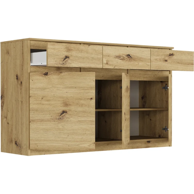 Komoda 120 cm z szufladami i drzwiami EVO dąb artisan Komoda 120 cm z szufladami i drzwiami EVO dąb artisan