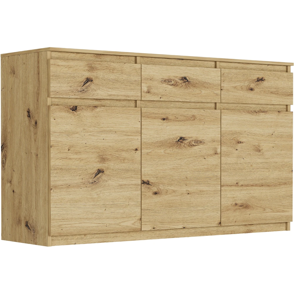 Biała komoda 120 cm z szufladami i drzwiami EVO Komoda 120 cm z szufladami i drzwiami EVO dąb artisan