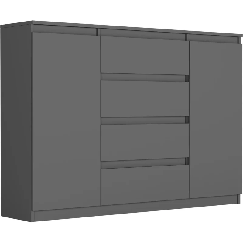 Komoda 140 cm dwudrzwiowa z szufladami EVO antracyt Komoda 140 cm dwudrzwiowa z szufladami EVO antracyt