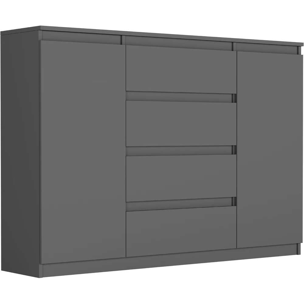 Biała komoda dwudrzwiowa 140 cm z szufladami EVO Komoda 140 cm dwudrzwiowa z szufladami EVO antracyt